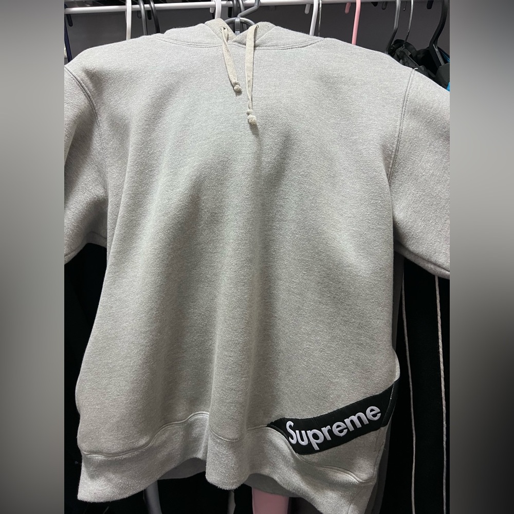 Gray Supreme Corner Logo Hoodie